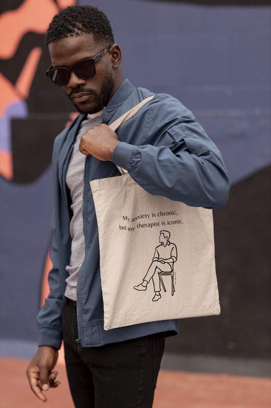 Anxiety Chronic, Therapist Iconic (Man) Tote Bag