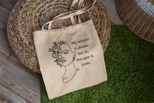 Anxiety Chronic, Therapist Iconic (Woman) Tote Bag