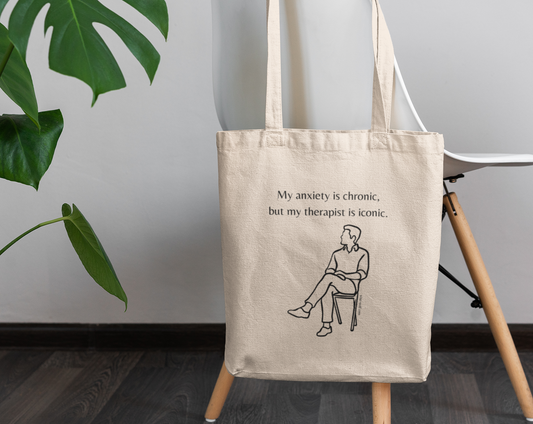 Anxiety Chronic, Therapist Iconic (Man) Tote Bag