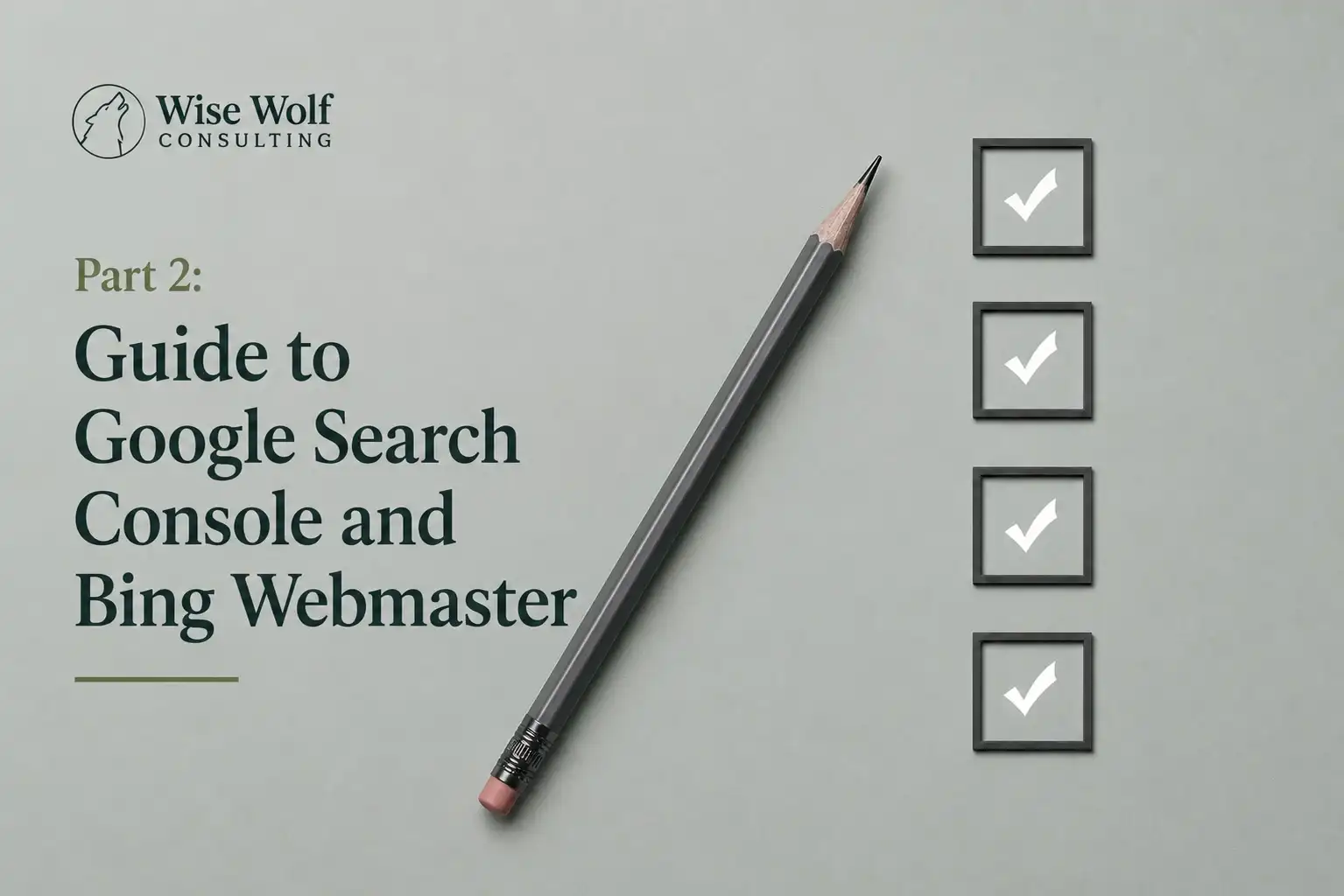 Step-by-step checklist representing the process of setting up Google Search Console and Bing Webmaster Tools for a therapy practice website