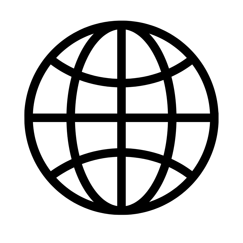 Minimalist globe icon made of intersecting lines representing the worldwide web