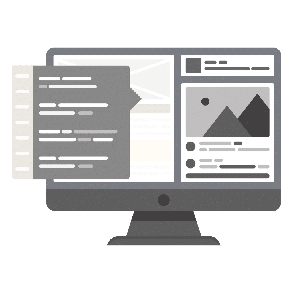 icon of a computer screen of an ai seo agency computer with various ai windows